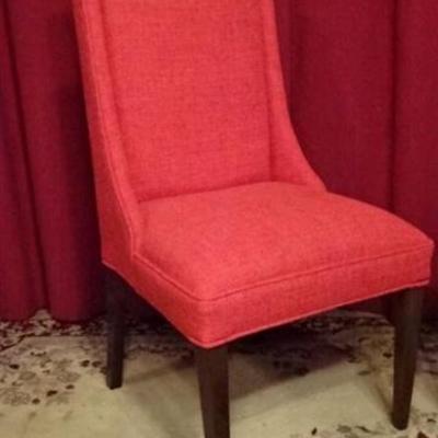 LOT 83: PAIR MODERN CHAIRS, TEXTURED BLOOD ORANGE UPHOLSTERY