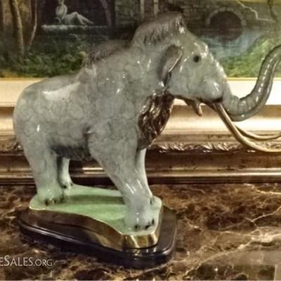 LOT 64B: LARGE PATINATED BRONZE MAMMOTH SCULPTURE