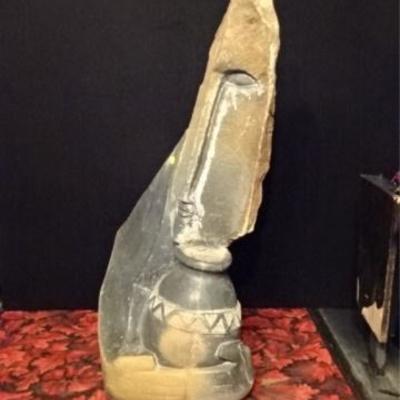 LOT 82C: AFRICAN CARVED STONE SCULPTURE, APPROX 40" X 23"