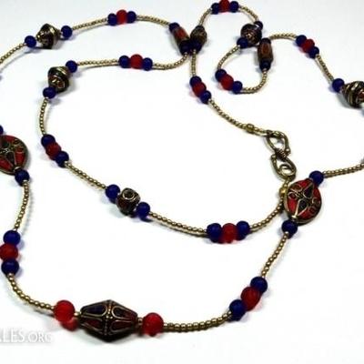 LOT 41D: TIBETAN LAPIS & CORAL NECKLACE
