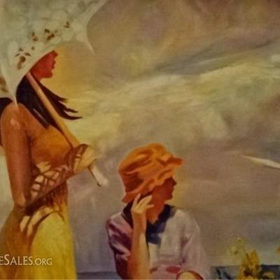 LOT 79: HUGE AFTER PINO DAENI OIL ON CANVAS PAINTING