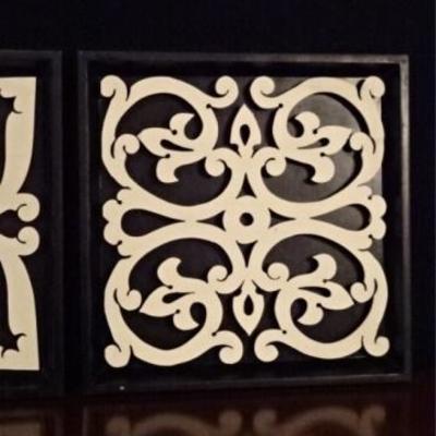 LOT 56C: 2 FRAMED STENCIL CUT PLAQUES