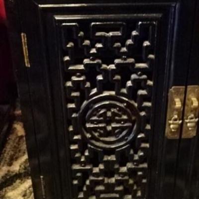 LOT 87B: PAIR CHINESE BLACK LACQUER TABLES