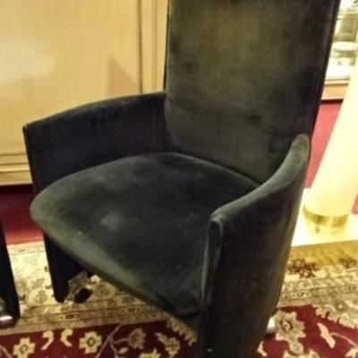 LOT 25B: PAIR MID CENTURY MODERN VELVET ARM CHAIRS