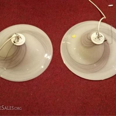 LOT 115A: PAIR ART GLASS PENDANT LIGHTS
