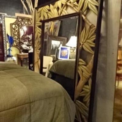 LOT 55B: HUGE BAMBOO MOTIF WOOD MIRROR
