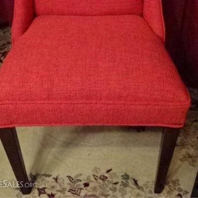 LOT 83: PAIR MODERN CHAIRS, TEXTURED BLOOD ORANGE UPHOLSTERY
