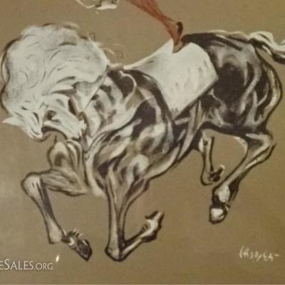 LOT 22D: WILLIAM GROPPER COLOR LITHOGRAPH CIRCA 1950's, "EQUESTRIENNE"