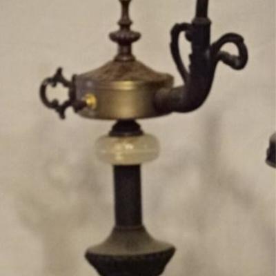 LOT 65C: PAIR VINTAGE METAL BRIDGE ARM LAMPS, EARLY 20TH C.