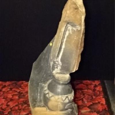 LOT 82C: AFRICAN CARVED STONE SCULPTURE, APPROX 40" X 23"