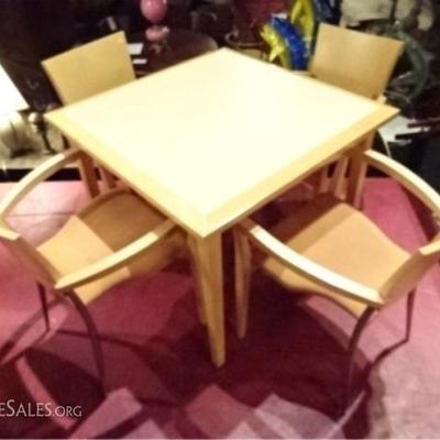 LOT 48C: 5 PC MODERN TABLE AND 4 CHAIRS