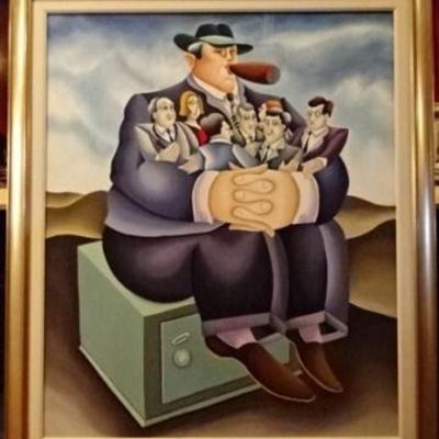LOT 101A: HUGE YUVAL MAHLER OIL ON CANVAS PAINTING