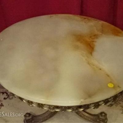 LOT 109C: PAIR ONYX AND BRASS TABLES, MID CENTURY