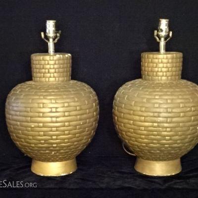 LOT 102B: PAIR MID CENTURY CERAMIC LAMPS