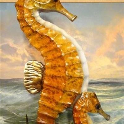 LOT 66: LARGE SEAHORSE BRONZE SCULPTURE