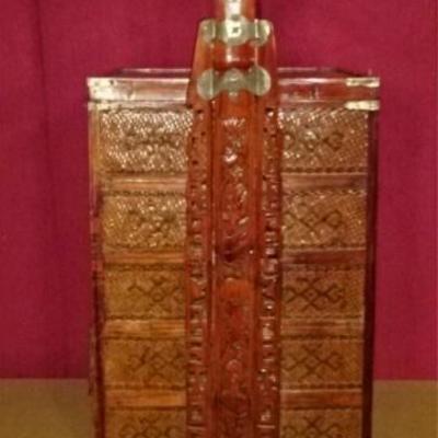 LOT 64D: CHINESE 5 DRAWER WOOD WEDDING BOX