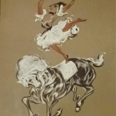 LOT 22D: WILLIAM GROPPER COLOR LITHOGRAPH CIRCA 1950's, "EQUESTRIENNE"