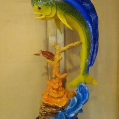 LOT 132B: LARGE PATINATED BRONZE MAHI MAHI SCULPTURE 