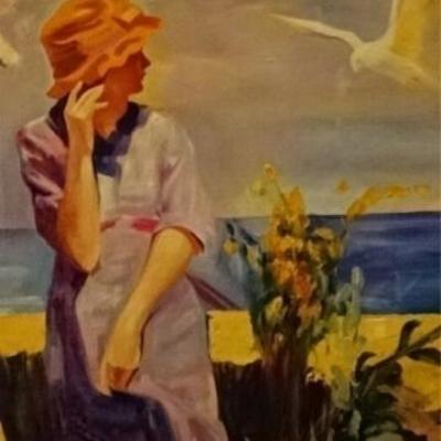 LOT 79: HUGE AFTER PINO DAENI OIL ON CANVAS PAINTING