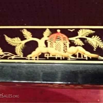 LOT 103A: CHINESE STYLE BLACK AND GOLD CONSOLE TABLE BY JASPER
