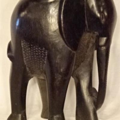 LOT 79D: AFRICAN CARVED WOOD ELEPHANT SCULPTURE