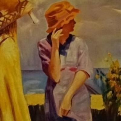 LOT 79: HUGE AFTER PINO DAENI OIL ON CANVAS PAINTING