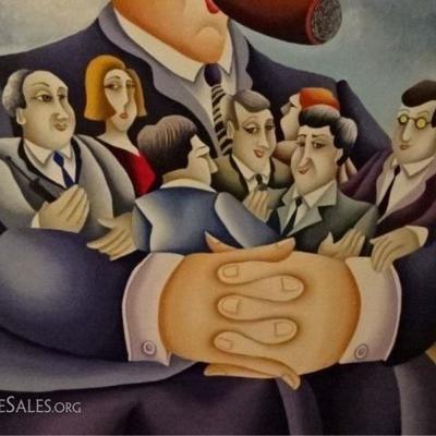 LOT 101A: HUGE YUVAL MAHLER OIL ON CANVAS PAINTING