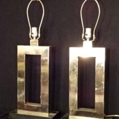 LOT 112C: PAIR MODERN CHROME TABLE LAMPS