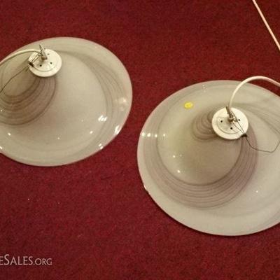 LOT 115A: PAIR ART GLASS PENDANT LIGHTS