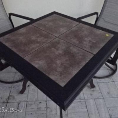 LOT 111A: 3 PC PATIO SET, TABLE AND 2 SWIVEL ARMCHAIRS
