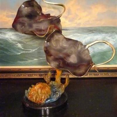 LOT 132: LARGE BRONZE STINGRAY SCULPTURE