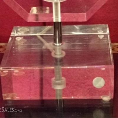 LOT 62B: LARGE STACKED BLOCK LUCITE LAMP 