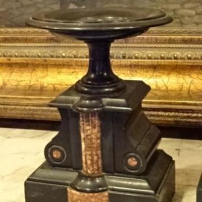 LOT 55A: 19TH CENTURY FRENCH BLACK MARBLE CLOCK GARNITURE