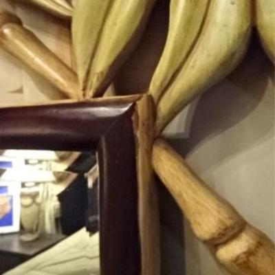LOT 55B: HUGE BAMBOO MOTIF WOOD MIRROR