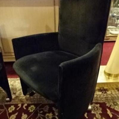 LOT 25B: PAIR MID CENTURY MODERN VELVET ARM CHAIRS
