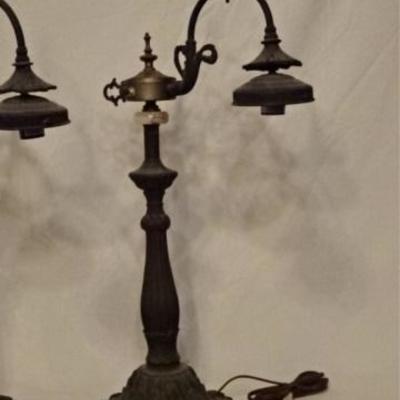 LOT 65C: PAIR VINTAGE METAL BRIDGE ARM LAMPS, EARLY 20TH C.