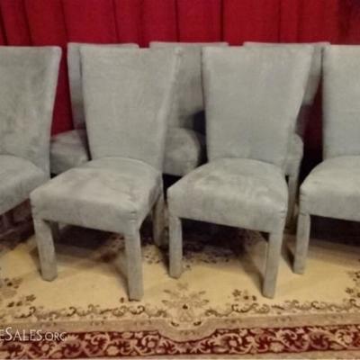 LOT 46B: 7 CONTEMPORARY MICRO FIBER DINING CHAIRS, PALE BLUE