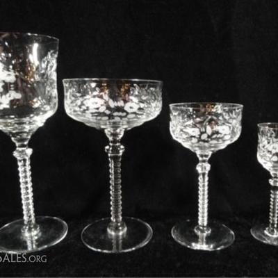 LOT 96D: 38 PC ANTIQUE CRYSTAL STEMWARE