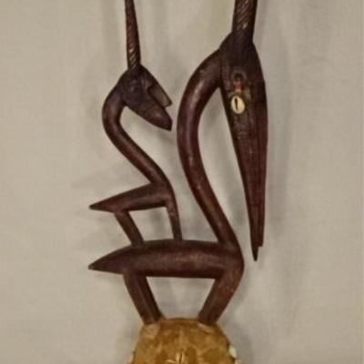 LOT 25: AFRICAN CHIWARA BAMARA WOOD ANTELOPE SCULPTURE
