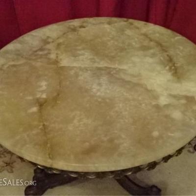 LOT 109C: PAIR ONYX AND BRASS TABLES, MID CENTURY