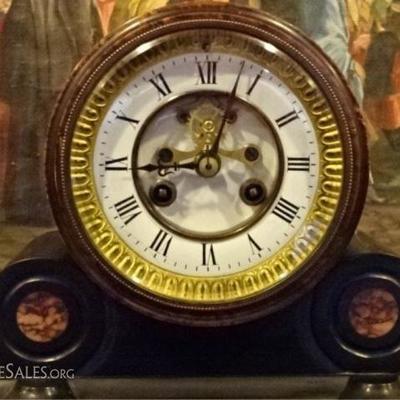 LOT 55A: 19TH CENTURY FRENCH BLACK MARBLE CLOCK GARNITURE