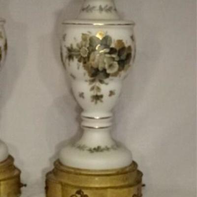 LOT 84D: PAIR VINTAGE WHITE GLASS LAMPS