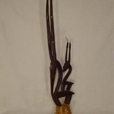LOT 25: AFRICAN CHIWARA BAMARA WOOD ANTELOPE SCULPTURE