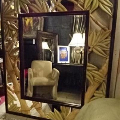LOT 55B: HUGE BAMBOO MOTIF WOOD MIRROR