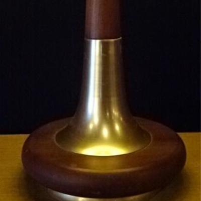 LOT 75D: MID CENTURY MODERN WOOD AND BRASS LAMP