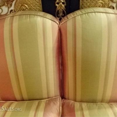 LOT 42: SILK STRIPE SOFA FROM DESIGN CENTER OF THE AMERICAS