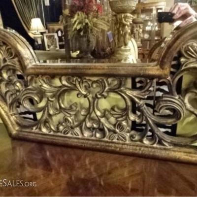 LOT 56A: LARGE ORNATE MIRROR, GOLD FINISH WOOD FRAME