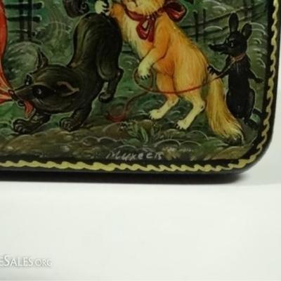 LOT 71C: 5 PC RUSSIAN HAND PAINTED LACQUERED BOXES