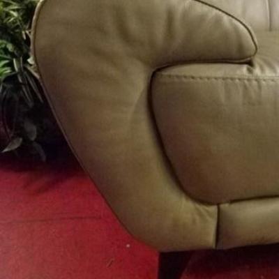 LOT 59: MODERN DESIGN TAUPE LEATHER SOFA - 2 AVAILABLE!
