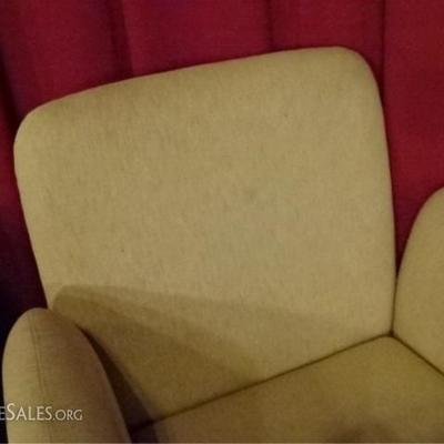 LOT 40B: PAIR MID CENTURY MODERN DESIGN UPHOLSTERED ARM CHAIRS